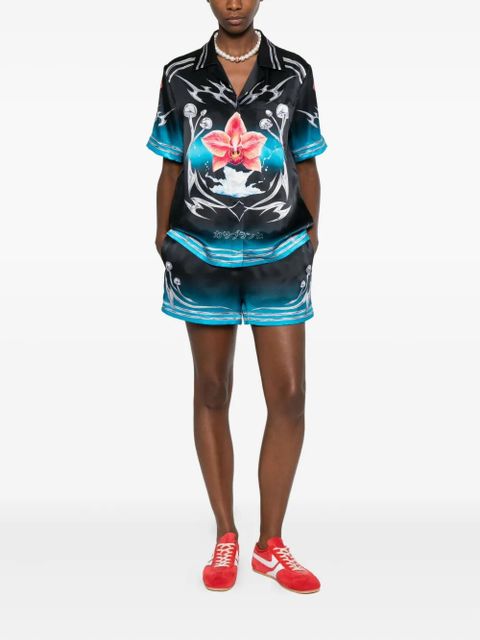 Casablanca orchid-print silk shirt - Black - zdjęcie produktu nr 2