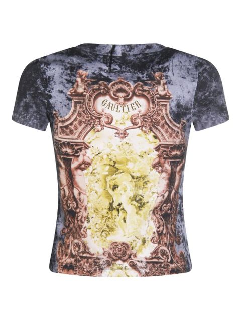 Jean Paul Gaultier baroque-print ribbed T-shirt - Blue - zdjęcie produktu nr 2