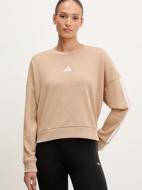 adidas bluza 3-Stripes damska kolor beżowy z aplikacją JX7629 - zdjęcie produktu nr 1