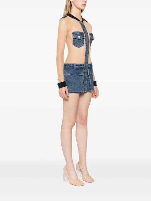 Coperni tulle-panels denim minidress - Blue - zdjęcie produktu nr 2