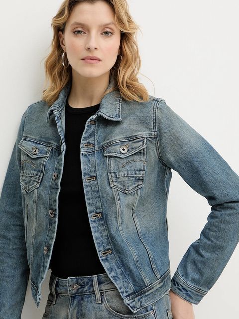 G-Star kurtka jeansowa kolor niebieski przejściowa D27939-D788