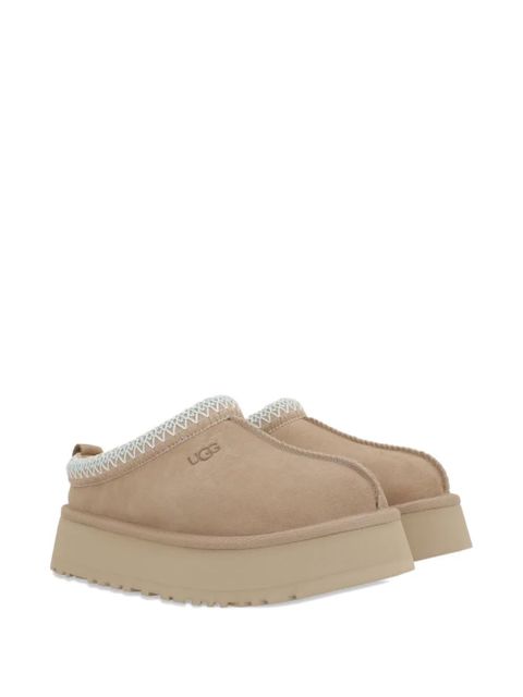 UGG embroidered-trim suede mules - Neutrals - zdjęcie produktu nr 2