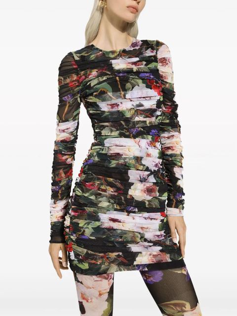 Dolce & Gabbana floral-print short dress - Neutrals