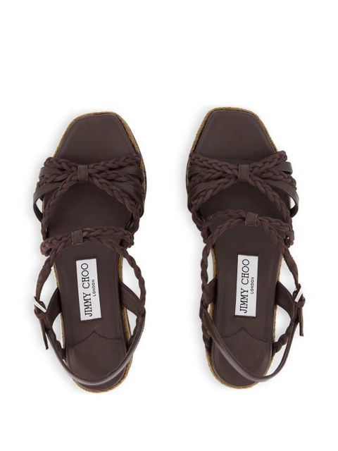 Jimmy Choo braided-leather wedge-heel sandals - Brown