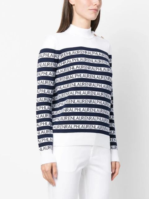 Lauren Ralph Lauren striped mock-neck jumper - White