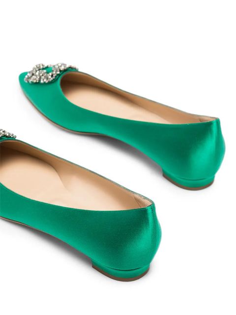 Manolo Blahnik Hangisi appliqué flat pumps - Green - zdjęcie produktu nr 2