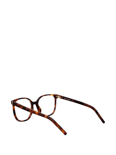 Saint Laurent tortoiseshell-effect square-frame glasses - Brown