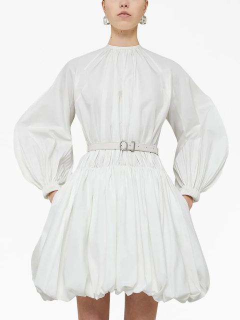 Jil Sander puffball belted cotton minidress - White