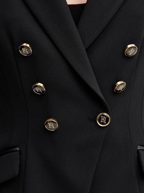 Elisabetta Franchi marynarka kolor czarny dwurzędowa gładka GI17456E2