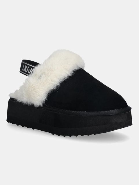 Liu Jo kapcie zamszowe JANE 10 kolor czarny SF5107P030622222 - zdjęcie produktu nr 2