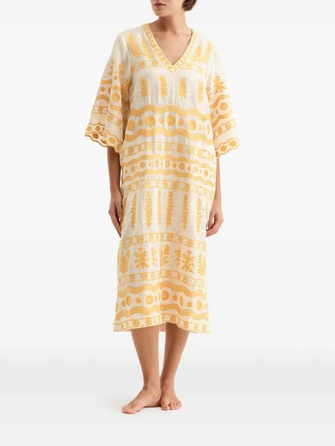 ERES Luxuriance embroidered V-neck midi dress - Neutrals - zdjęcie produktu nr 2