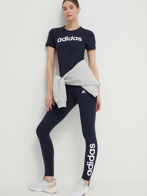 adidas t-shirt bawełniany Essentials kolor granatowy H07833