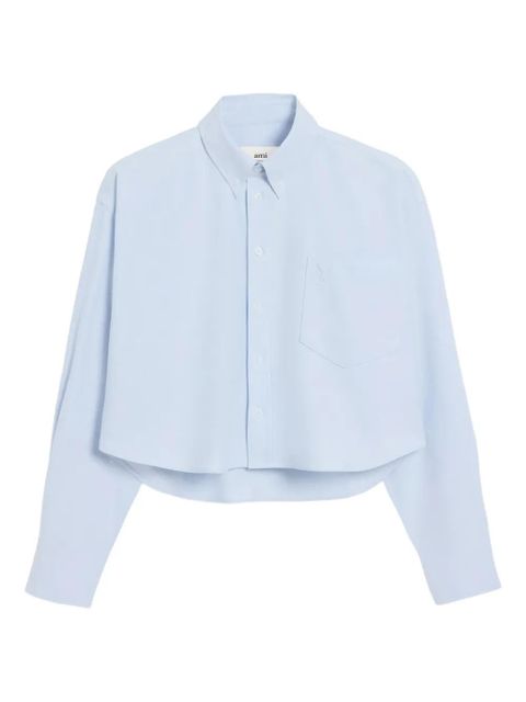 AMI Paris Ami De Coeur cropped oversized shirt - Blue - zdjęcie produktu nr 1