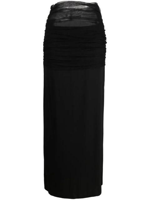 Christopher Esber tulle-trim ruched maxi skirt - Black - zdjęcie produktu nr 1