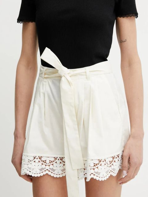 Twinset szorty damskie kolor beżowy gładkie high waist 251TT2096