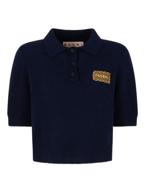 Marni logo-patch polo shirt - Blue - zdjęcie produktu nr 1