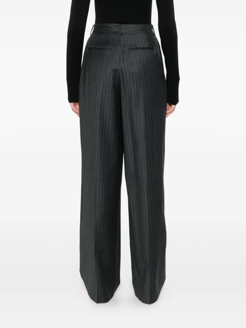 Aya Muse pinstripe-print pleated trousers - Grey