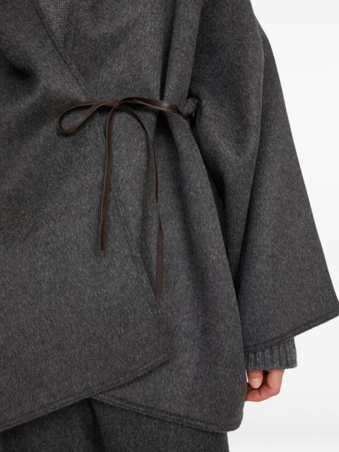 Yves Salomon hooded wrap coat - Grey