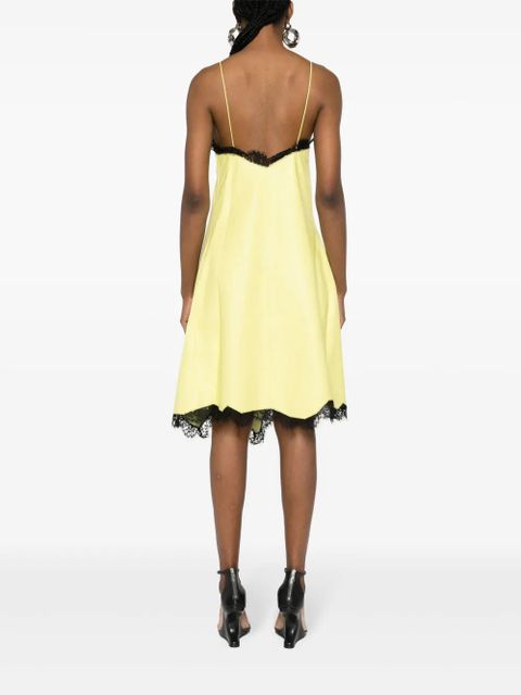 Off-White leather lace-detail dress - Yellow