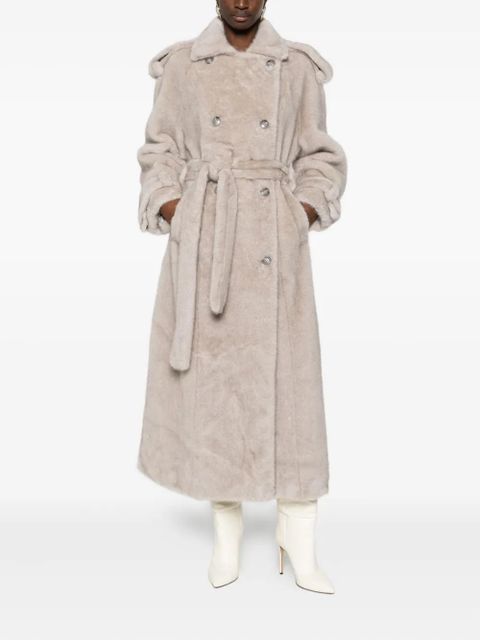ducie Thalia double-breasted faux fur coat - Neutrals