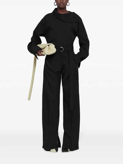 Jil Sander belted wool wide-leg trousers - Black