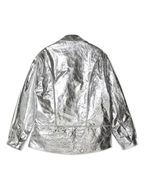 Simone Rocha metallic leather biker jacket - Silver - zdjęcie produktu nr 2