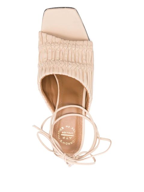 ATP Atelier plissé-effect leather sandals - Neutrals - zdjęcie produktu nr 2
