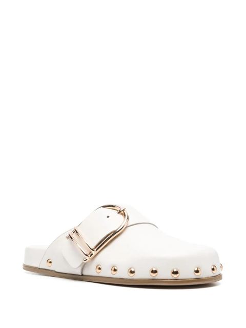TWINSET buckle-fastened leather mules - White - zdjęcie produktu nr 2