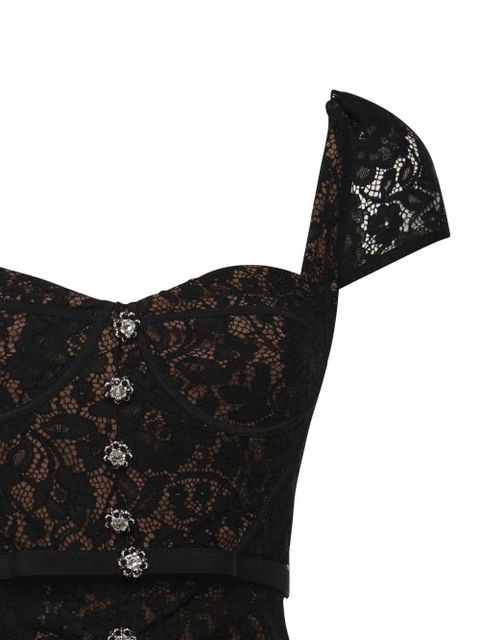 Self-Portrait lace button midi dress - Black - zdjęcie produktu nr 2