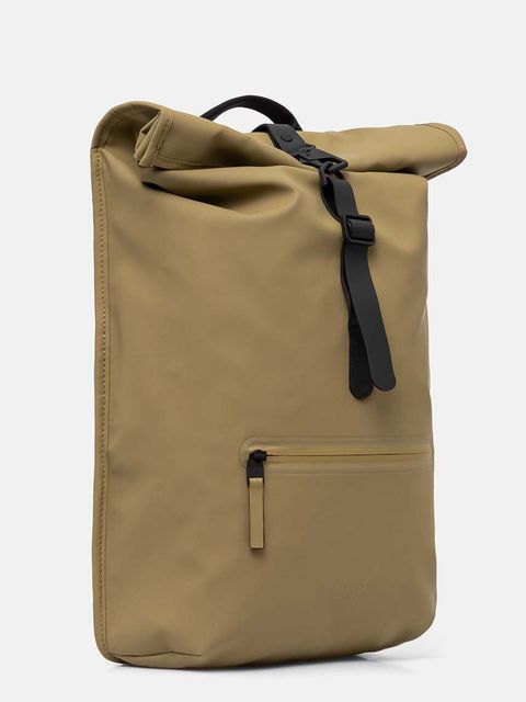 Rains plecak Rolltop Rucksack W3 kolor zielony duży gładki 13320-44