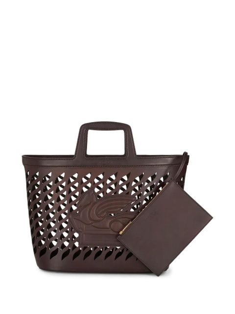 ETRO Pegaso-motif laser-cut tote - Brown