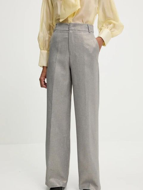 Answear.LAB spodnie damskie kolor srebrny proste high waist - zdjęcie produktu nr 1