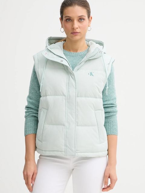 Calvin Klein Jeans bezrękawnik puchowy kolor zielony zimowa LV044D522G