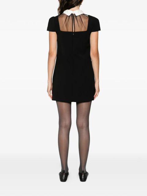 Self-Portrait beaded collar mini dress - Black