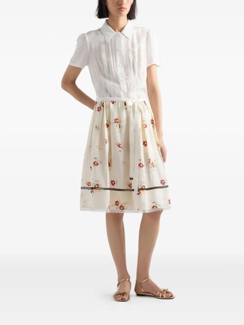 Prada floral print linen skirt - Neutrals - zdjęcie produktu nr 2
