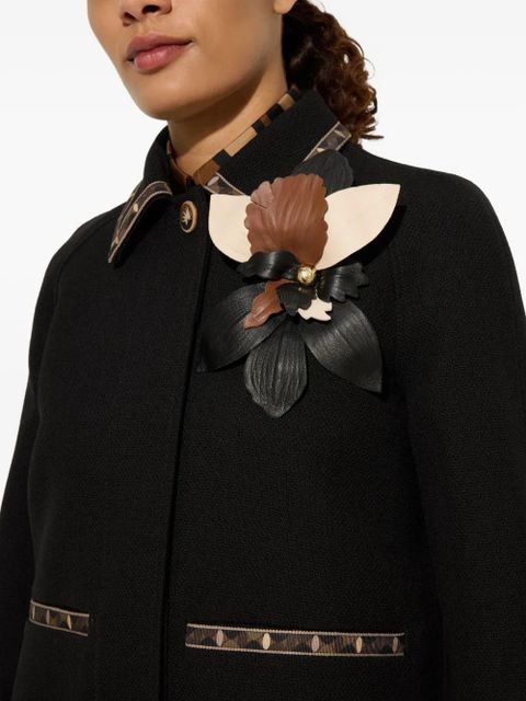 PUCCI leather flower brooch - Black