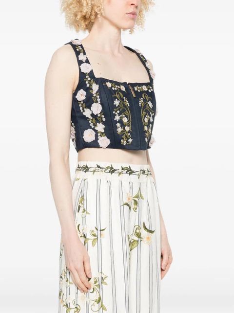 Agua By Agua Bendita floral-embellished top - Blue