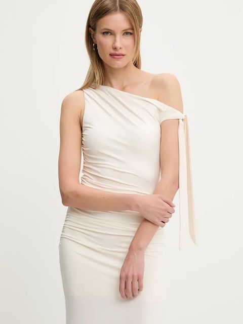 Answear.LAB sukienka kolor beżowy maxi dopasowana