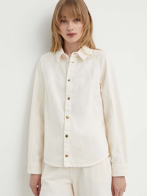 BA&SH koszula TERRA damska kolor beżowy relaxed z kołnierzykiem klasycznym 1E24TERR