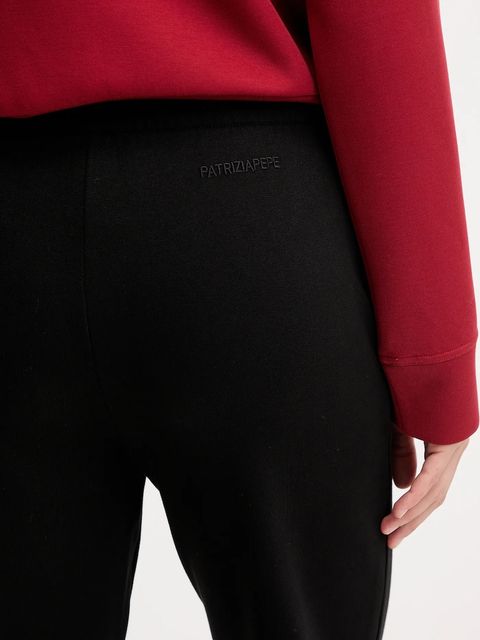 Patrizia Pepe spodnie dresowe bawełniane damskie kolor czarny gładkie 8P0765 J079