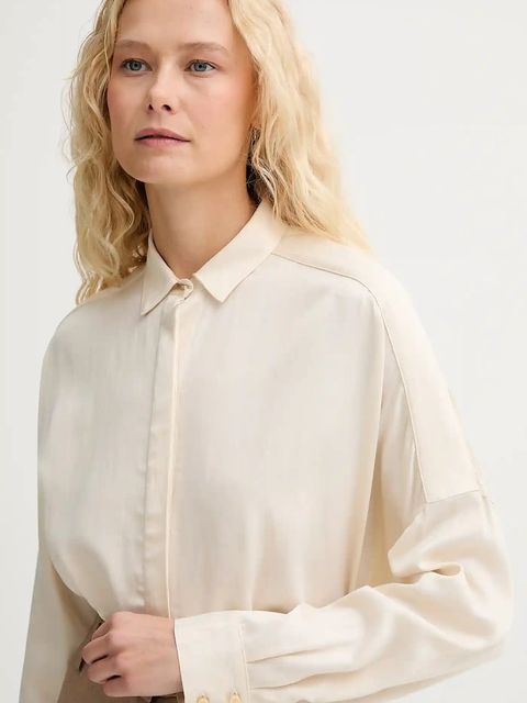 Sessun koszula damska kolor beżowy relaxed z kołnierzykiem klasycznym 23110031 - zdjęcie produktu nr 2