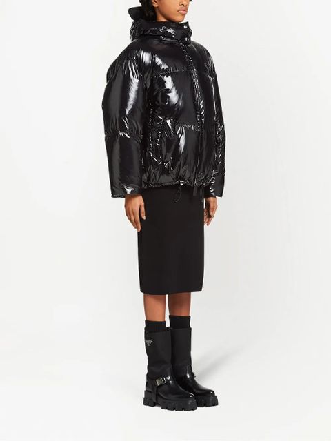 Prada high-shine puffer jacket - Black