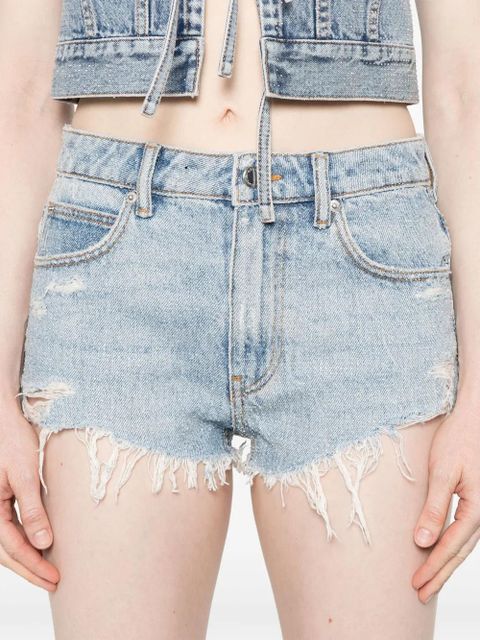 Alexander Wang rhinestoned frayed shorts - Blue