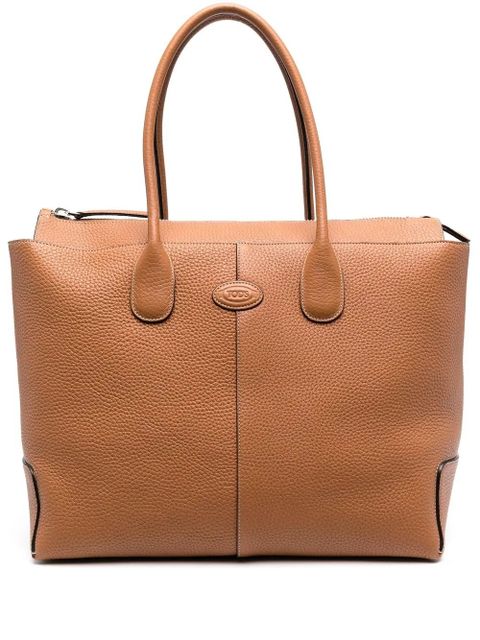 Tod's logo-patch leather tote bag - Brown - zdjęcie produktu nr 1