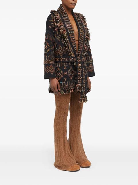 Alanui patterned fringed cardigan - Brown