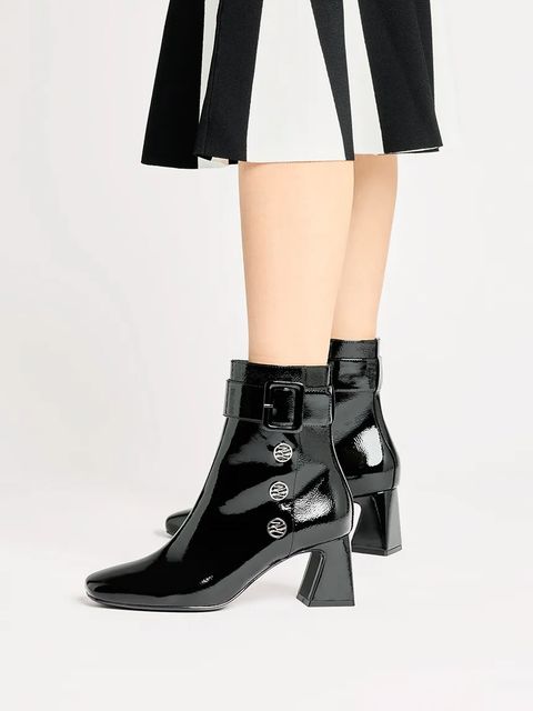 Karl Lagerfeld botki skórzane BEATA damskie kolor czarny na słupku KL31455A