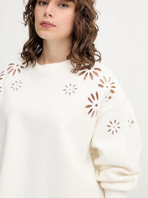 Levi's bluza LEO RAW CUT CREW damska kolor beżowy z aplikacją A8793