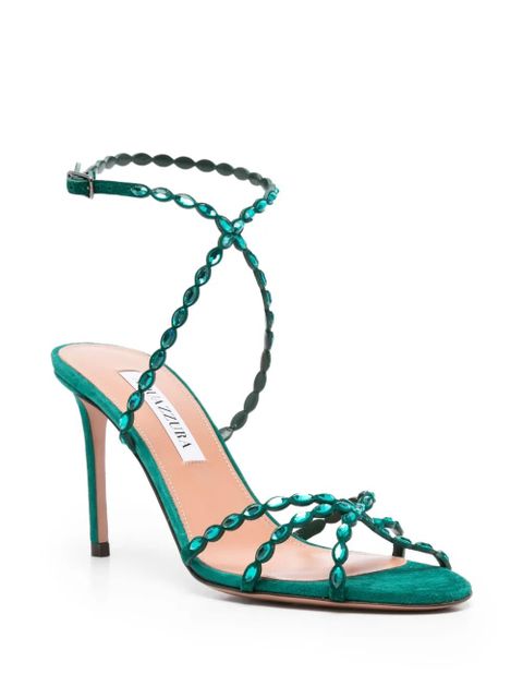 Aquazzura 90mm Love Struck embellished stiletto sandals - Green - zdjęcie produktu nr 2