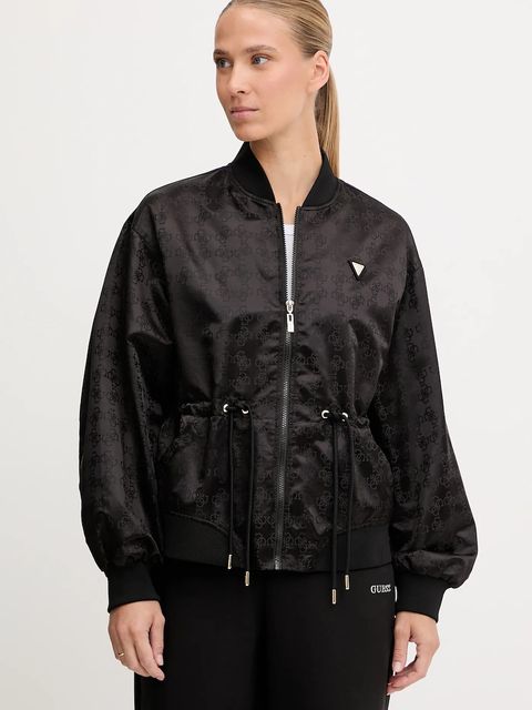 Guess kurtka bomber AOP kolor czarny przejściowa oversize V5YL11 WHFU0 - zdjęcie produktu nr 1