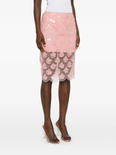 ROTATE BIRGER CHRISTENSEN sequinned pencil skirt - Pink